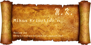Miksa Krisztián névjegykártya